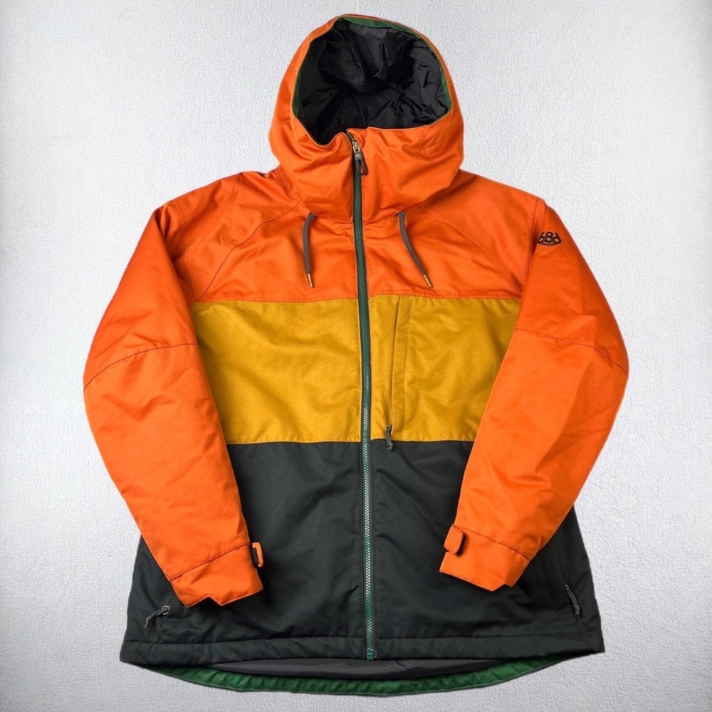 686 Athena Insulated Jacket Womens XL Orange Yellow Black Colorblock M1W309